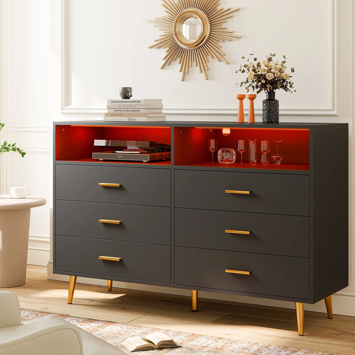 White 6 Drawer Wood Dresser S3673