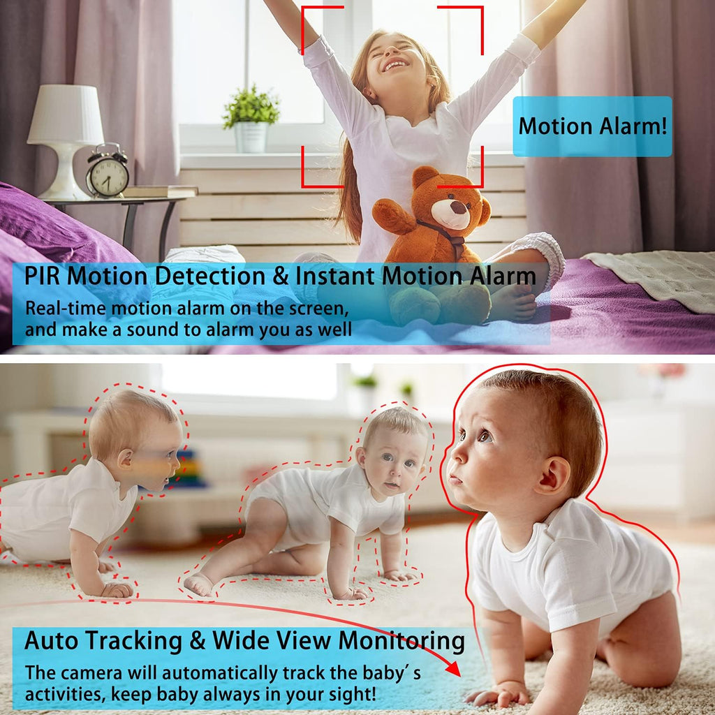 Baby Monitor with Camera and Audio, Night Vision, PTZ, Motion Detection, Auto Tracking, Temperature Monitor, 2-Way Talk K167282