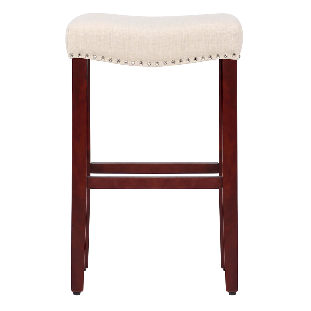 29 Inch Beige Upholstered Wood Bar Stools Z29570