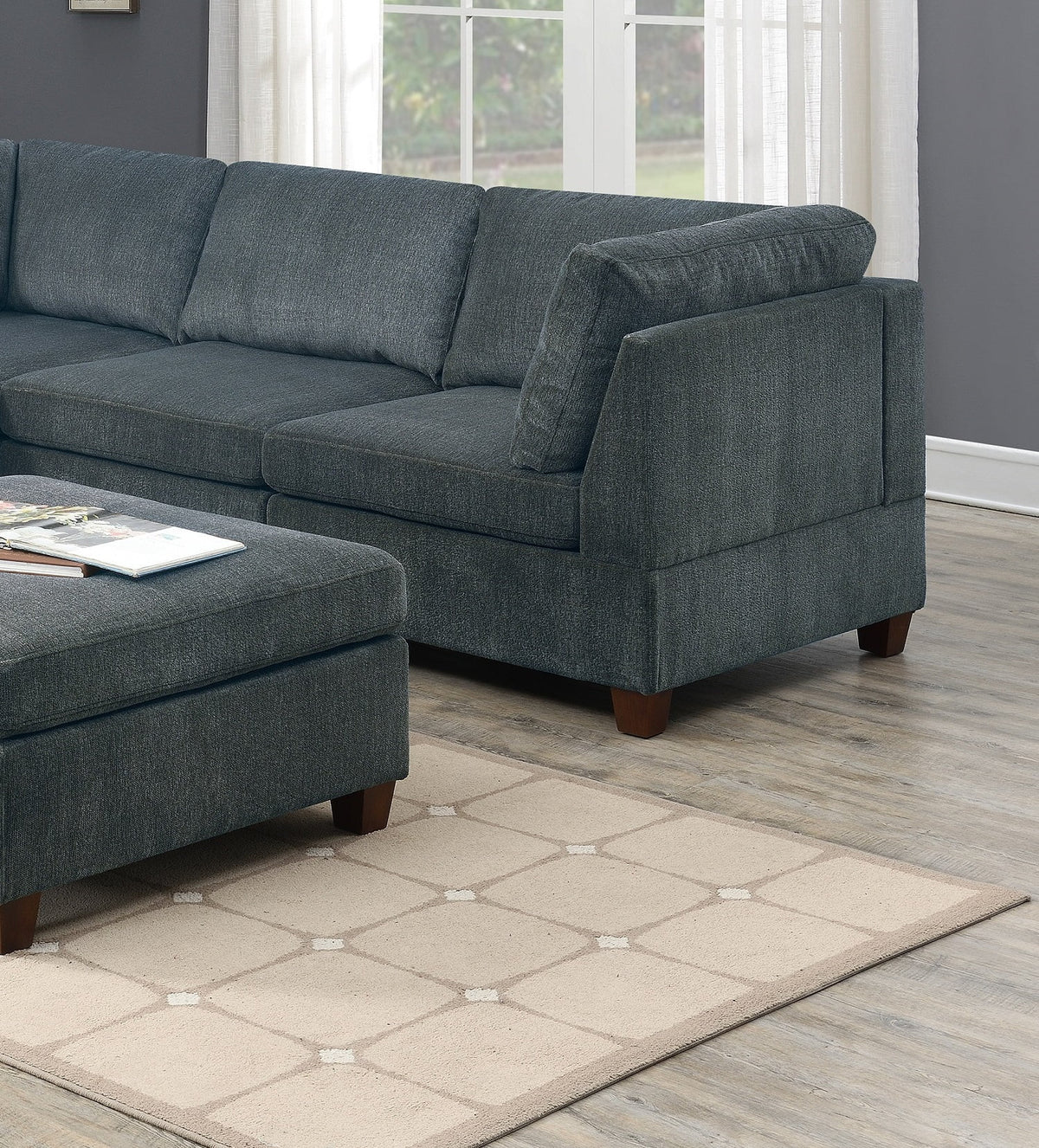 Grey Chenille Modular Sectional 6pc Set N27988