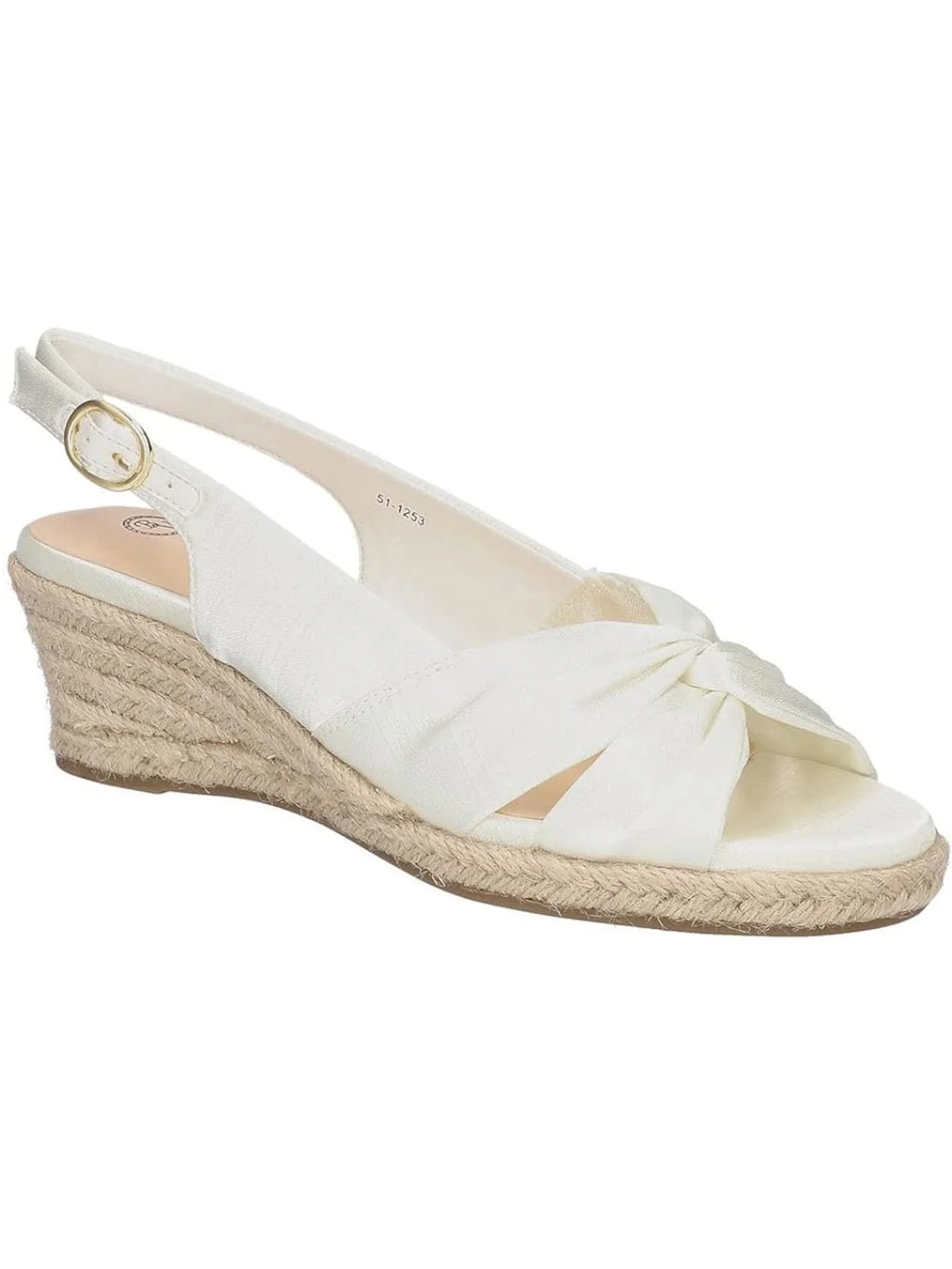 White Padded Round Toe Wedge Buckle Espadrille Shoes G8063