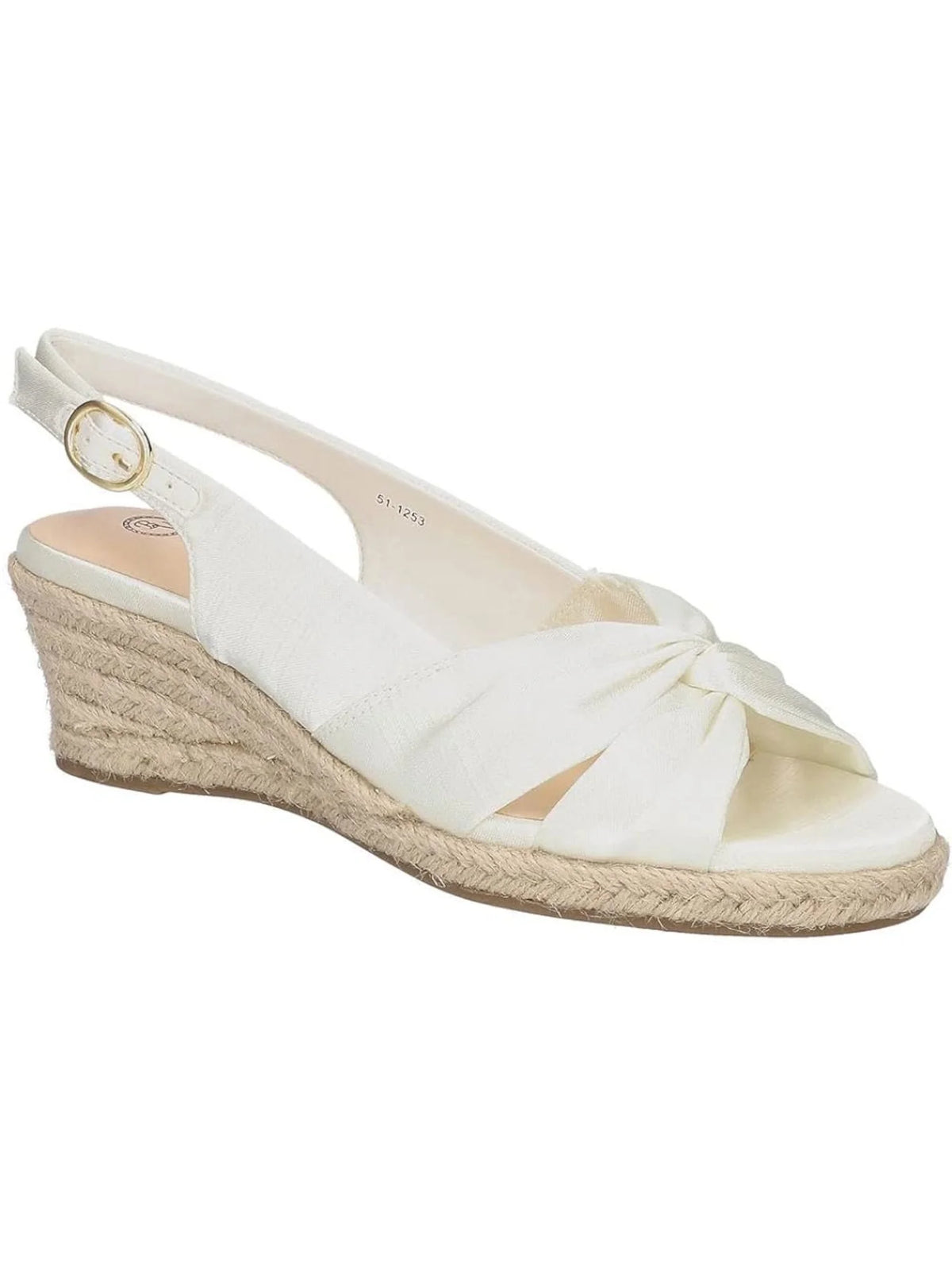White Padded Round Toe Wedge Buckle Espadrille Shoes G8063