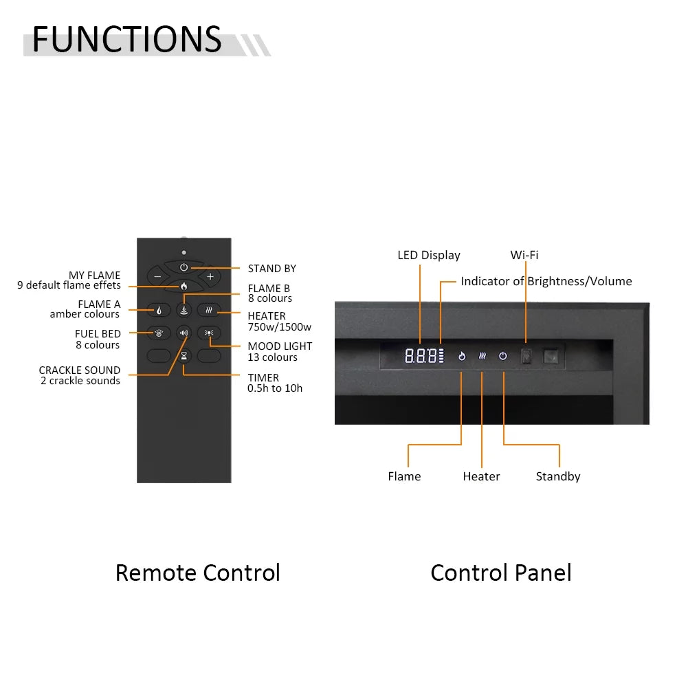 50 Inches Wall Mount Electric Fireplace O81606