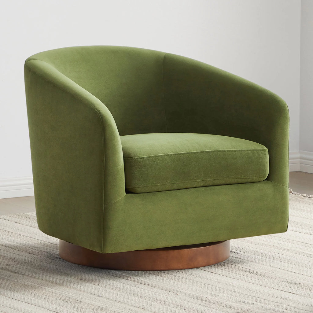 Ivory White Fabric Swivel Accent Chair K841791