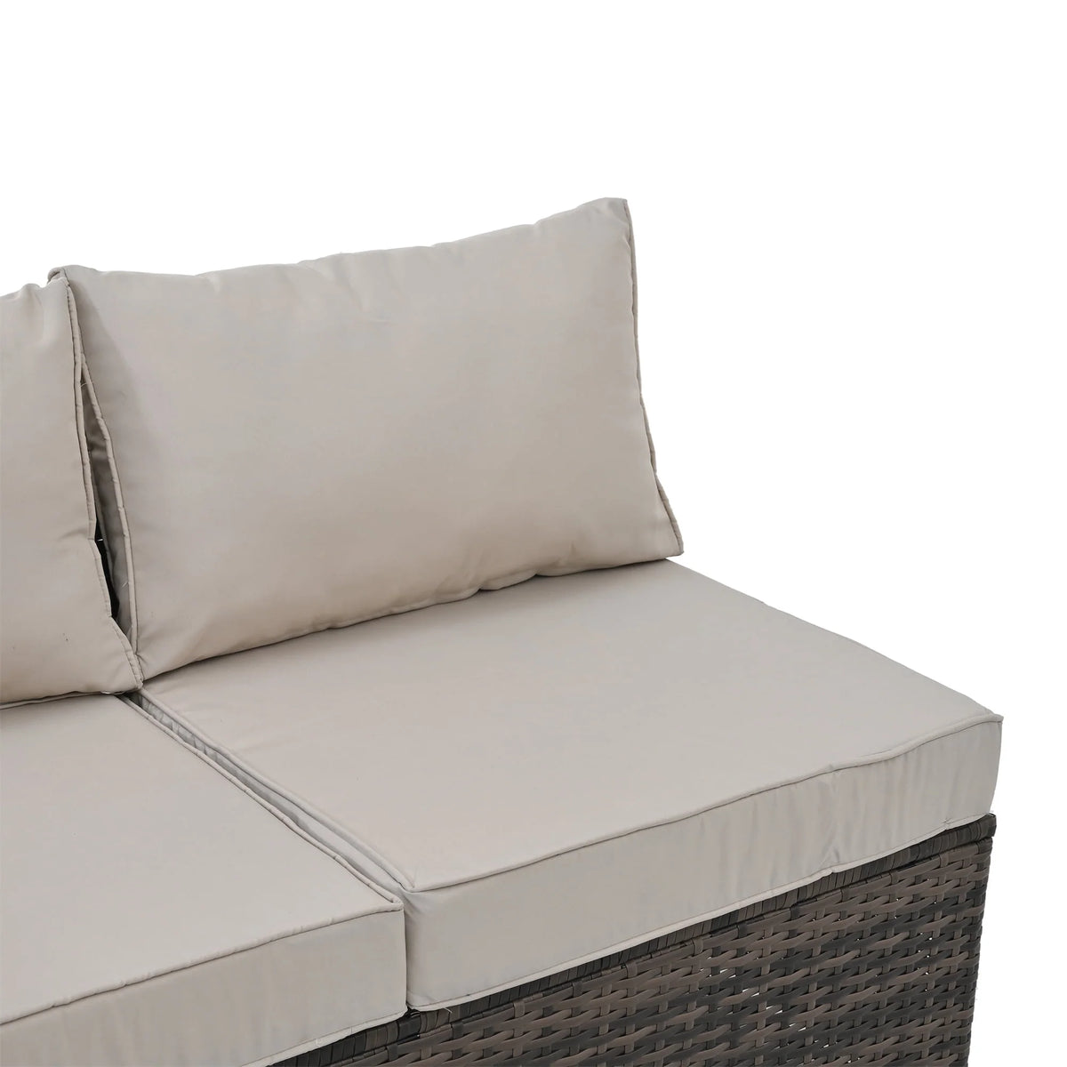 4 Piece All Weather Wicker Patio Sofa Set with Cushion and Glass Table Q924