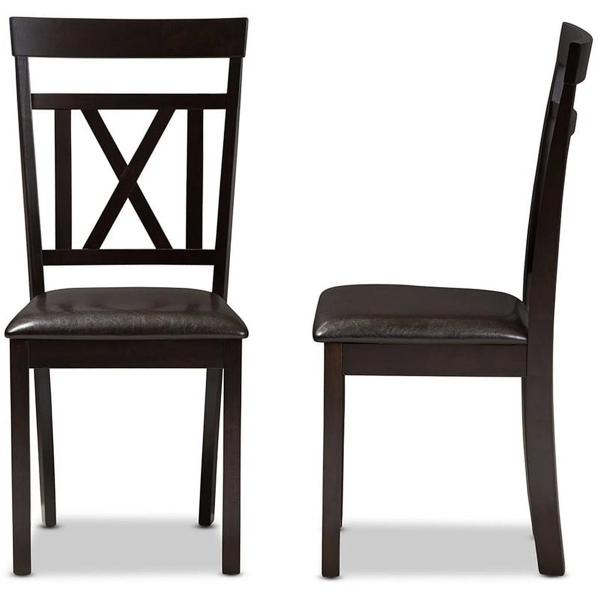 Dark Brown Faux Leather Dining Side Chair Set of 2 X6780