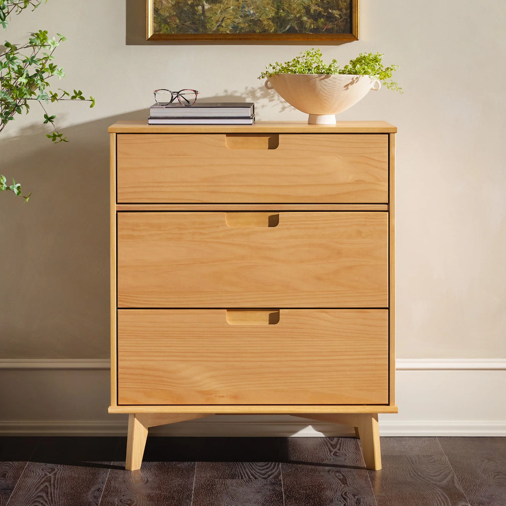 Solid Wood Walnut 3-Drawer Dresser Y574729