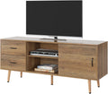 Mid Century Modern Wood TV Stand with Sliding Door W8199