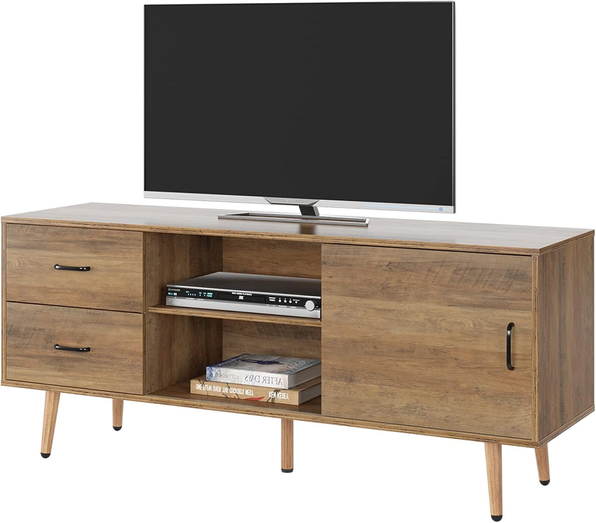 Mid Century Modern Wood TV Stand with Sliding Door W8199