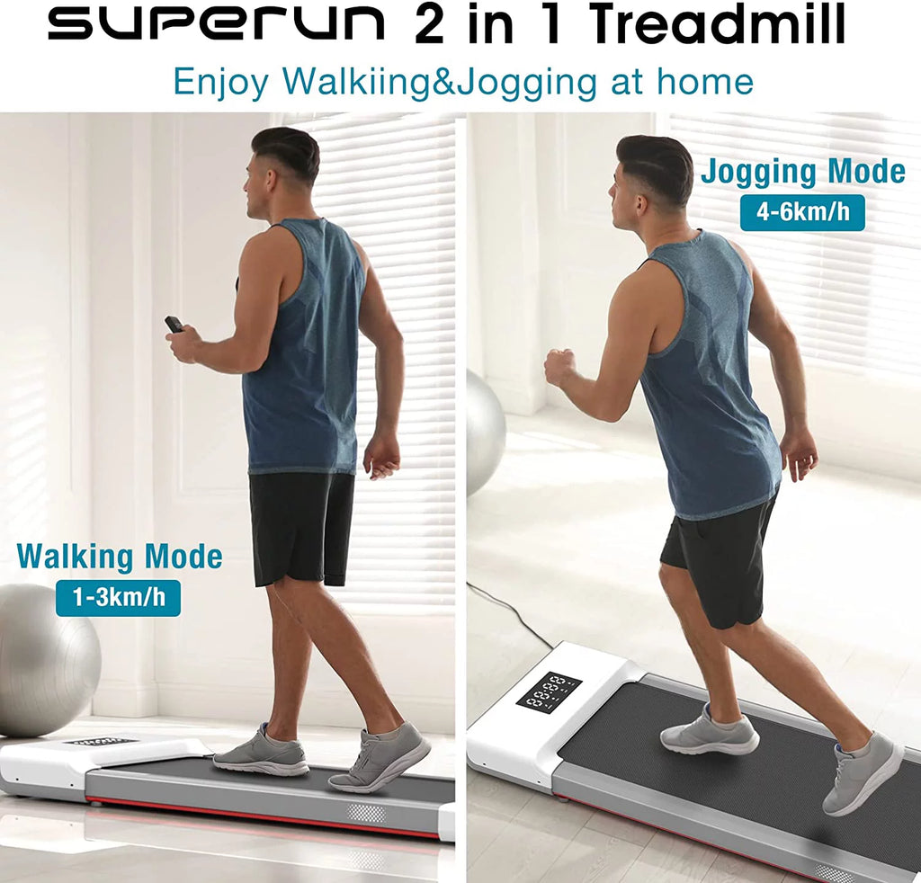 0.6-3.8 MPH 2 in 1 Walking Treadmill White O3889