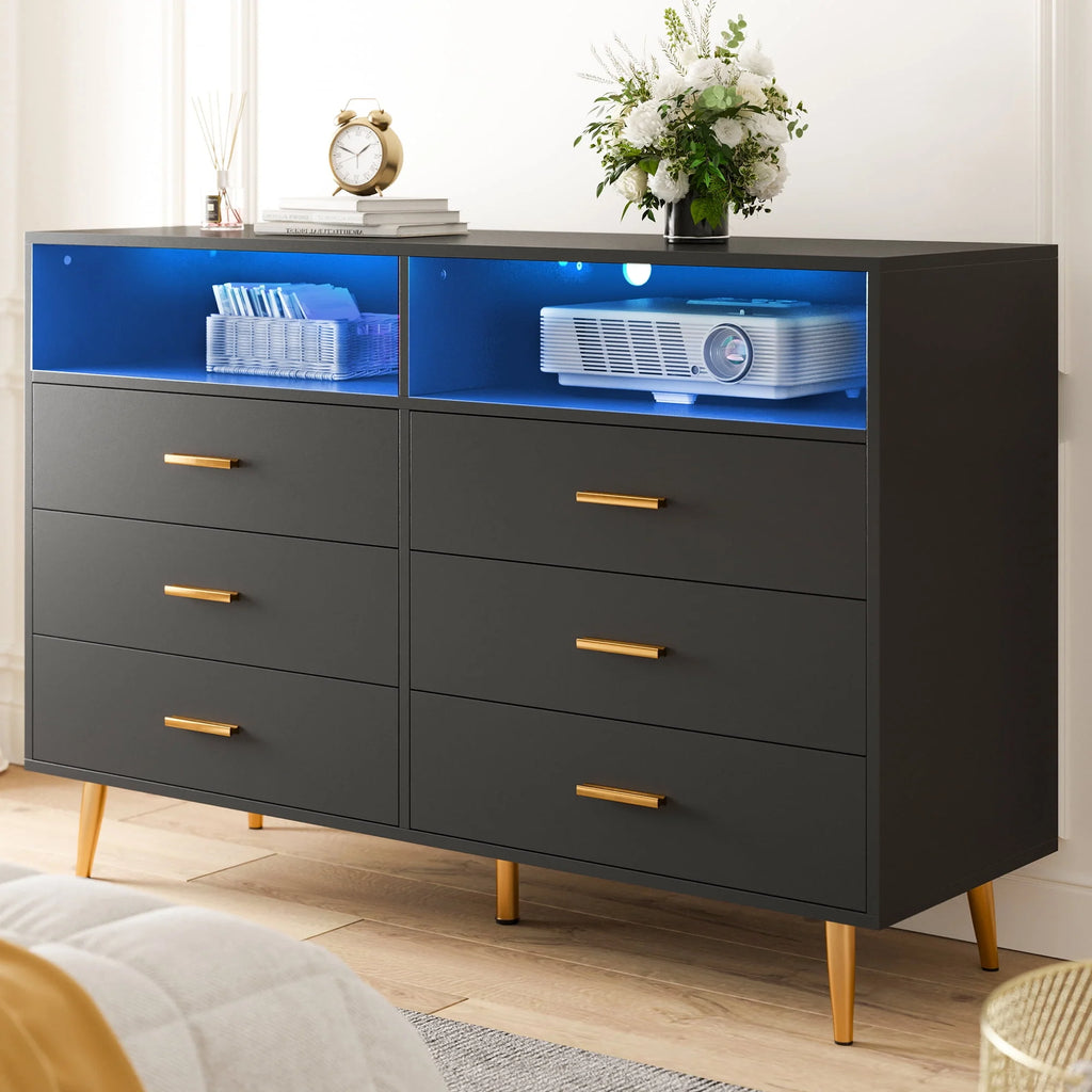 White 6 Drawer Wood Dresser S3673