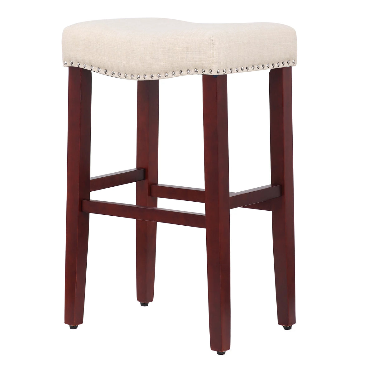 29 Inch Beige Upholstered Wood Bar Stools Z29570