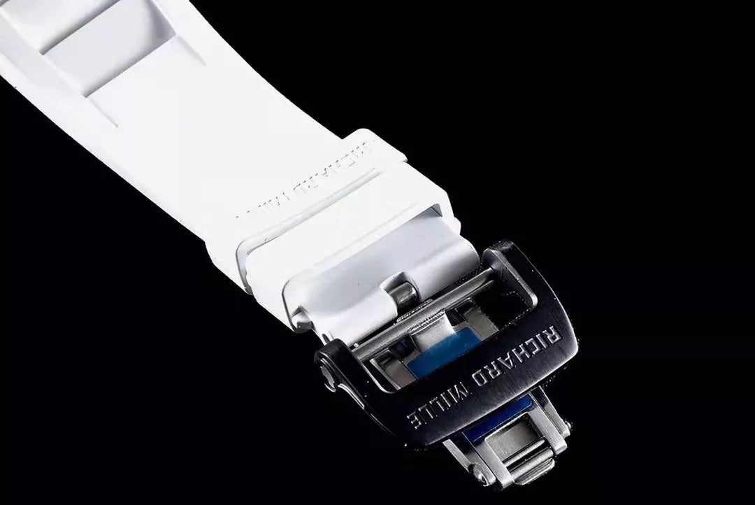 Black Bezel Blue Dial White Rubber Strap Watch L1471