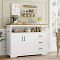 White 3 Drawer Buffet Cabinet with Hutch U42584
