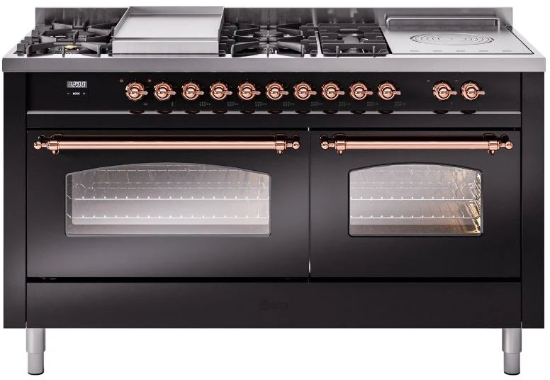 60 Dual Fuel Propane Gas Range Glossy Black Copper Trim M5002