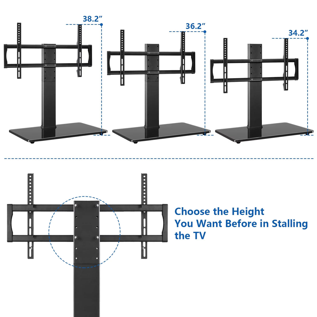 Black Swivel Table Top TV Stand up to 85 inch W76172