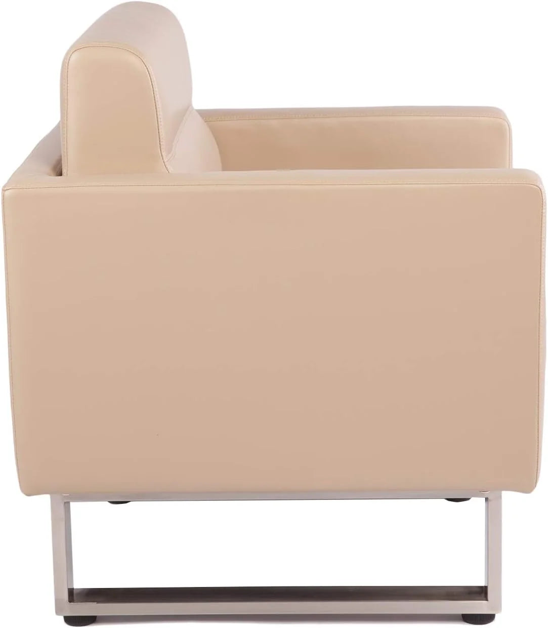 Beige PU Leather Office Guest Chair with Cushion C386712