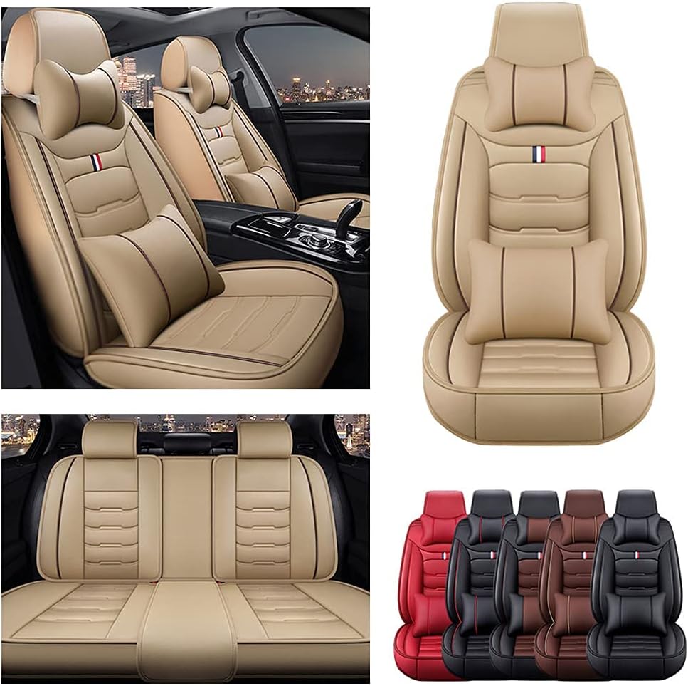 Brown Car Seat Covers with Headrest Backrest Cushions Z204