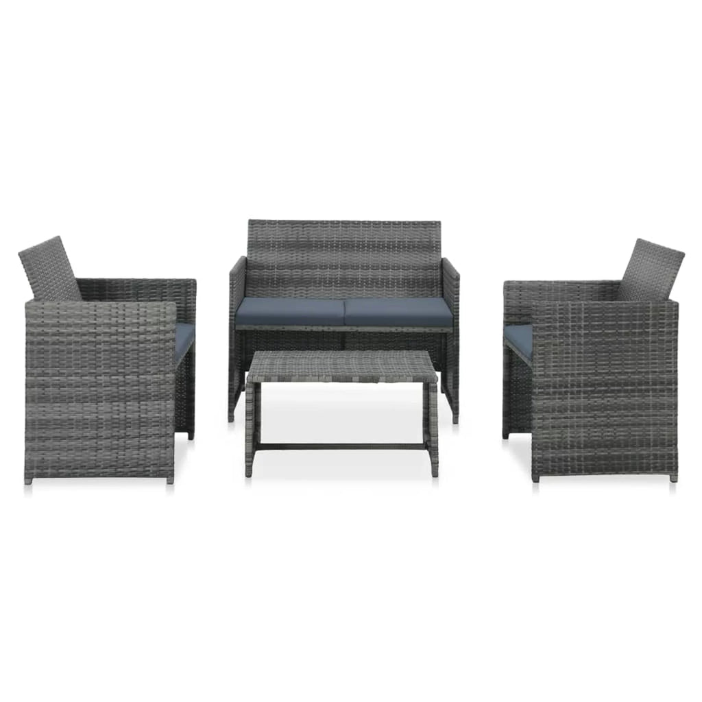 4 Piece Poly Rattan Patio Set with Cushions J54595