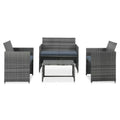 4 Piece Poly Rattan Patio Set with Cushions J54595