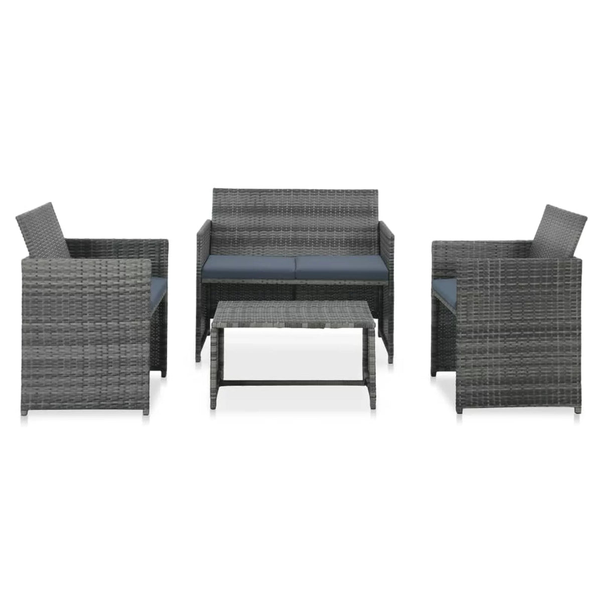 4 Piece Poly Rattan Patio Set with Cushions J54595
