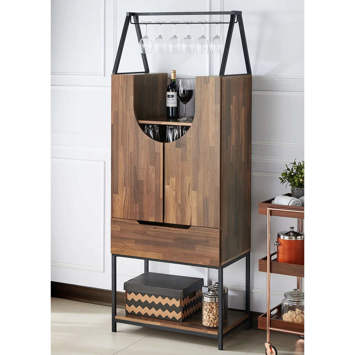 Light Hickory Wine Cabinet P3621