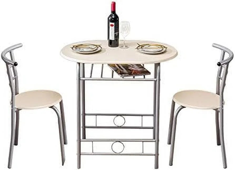 Black Space Saving Dining Table Set with 2 Chairs E2570