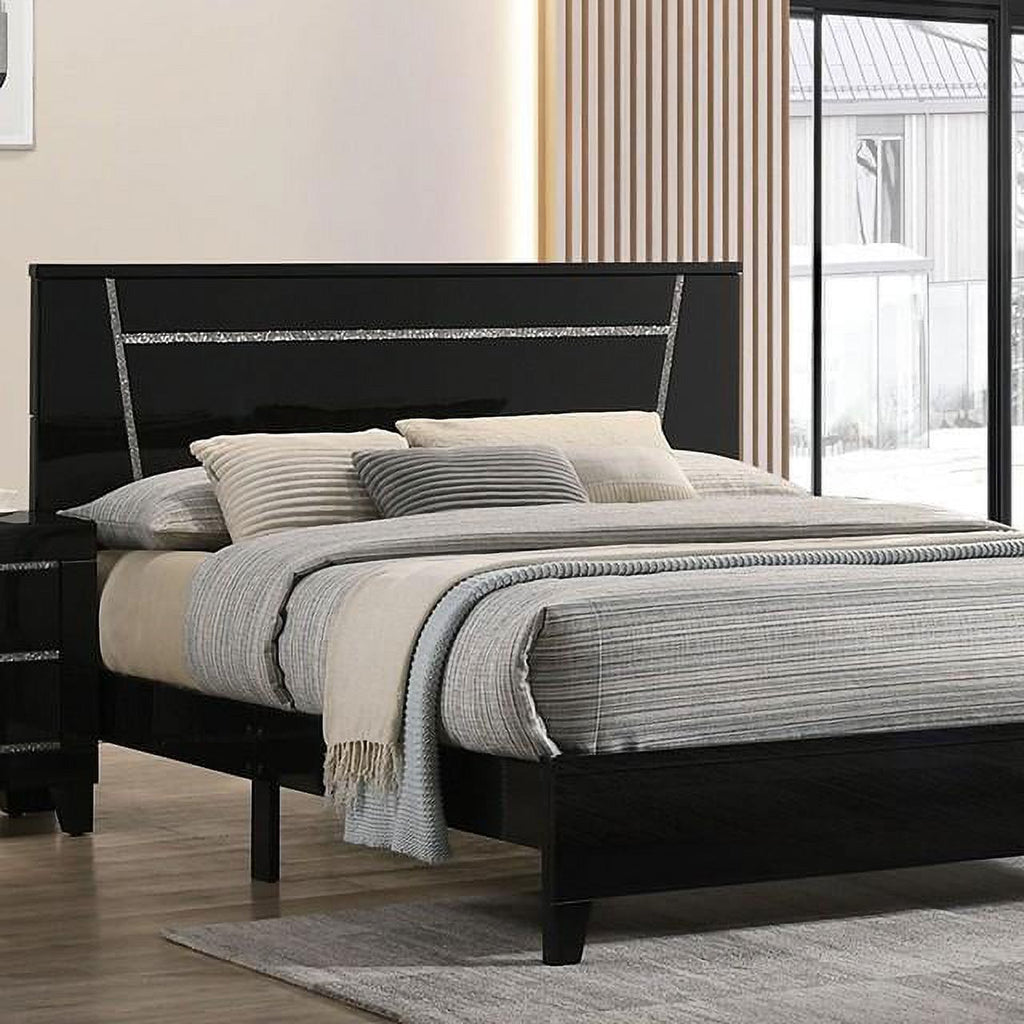 Black Solid Wood Queen Bedroom Set 6pcs L54150
