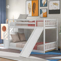 White Bunk Bed with Stairs and Slide W27585