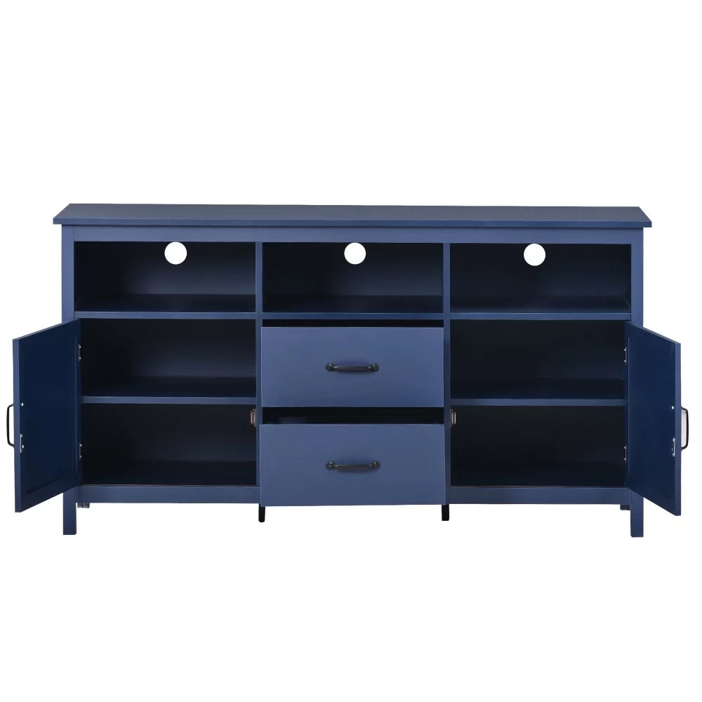 Open Style Cabinet with Sideboard, 2 Doors and 2 Drawers, Navy D741605