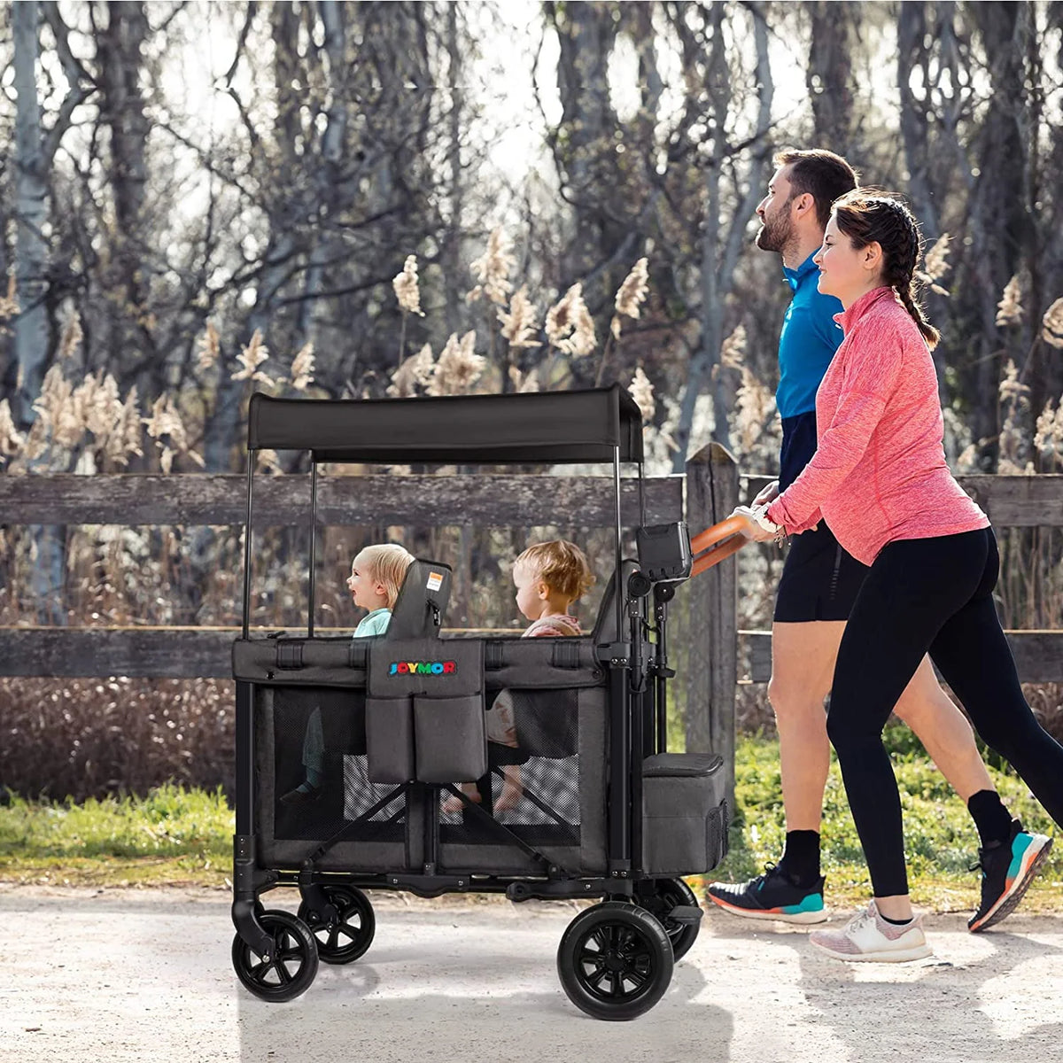 Double Stroller Wagon with 5 Point Harness Y475