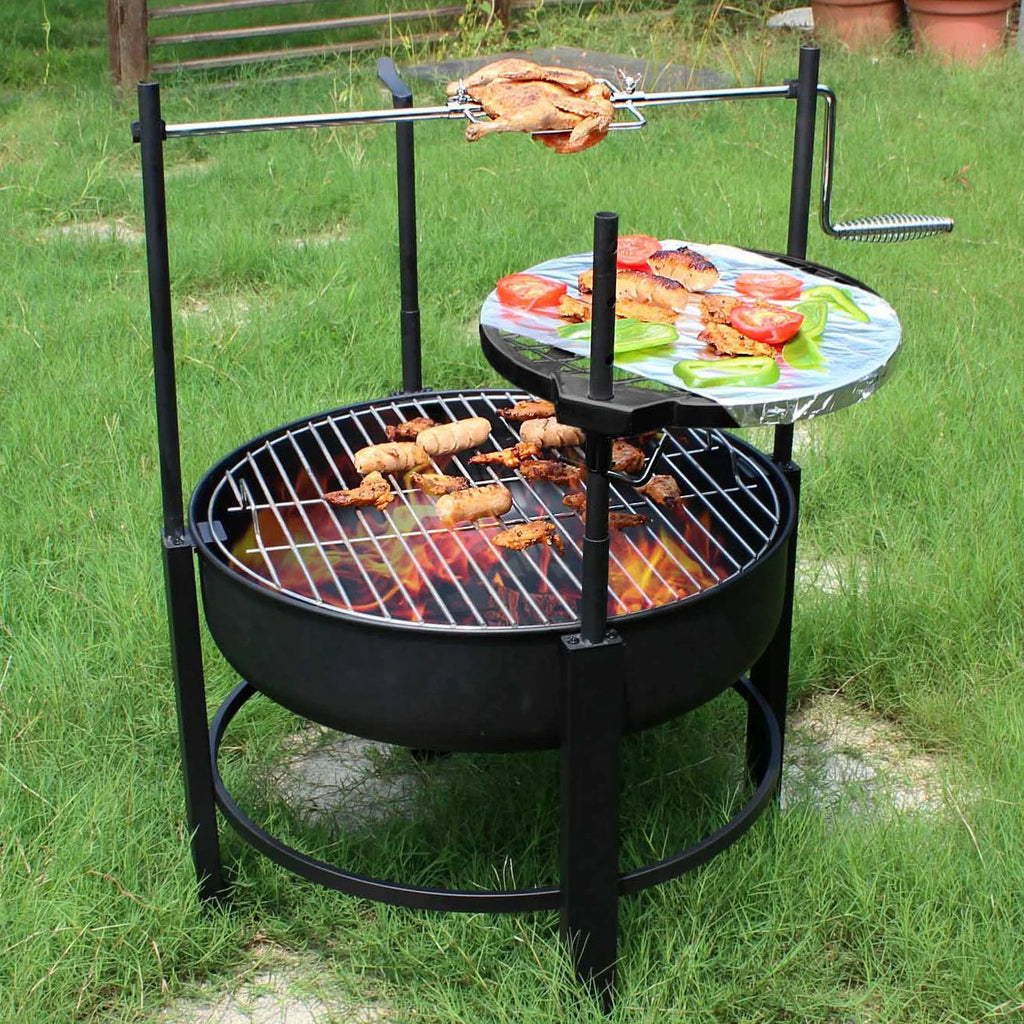 Multipurpose Wood Burning Fire Pit with Steel Swivel Cooking Grill C669128