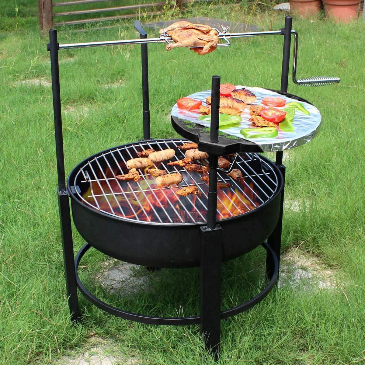 Multipurpose Wood Burning Fire Pit with Steel Swivel Cooking Grill C669128