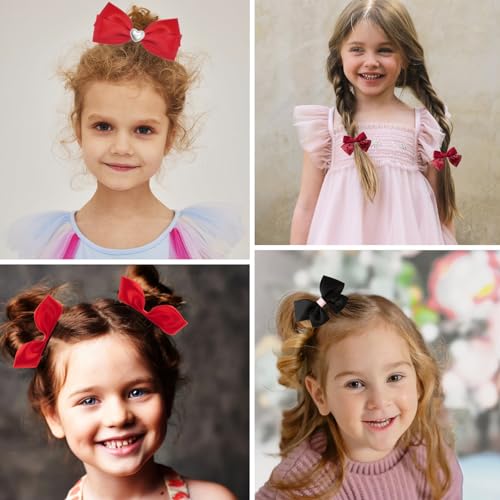 Red Hair Bows with Alligator Hair Clip, Hair Ties, Snap Clip Hairpins Q164