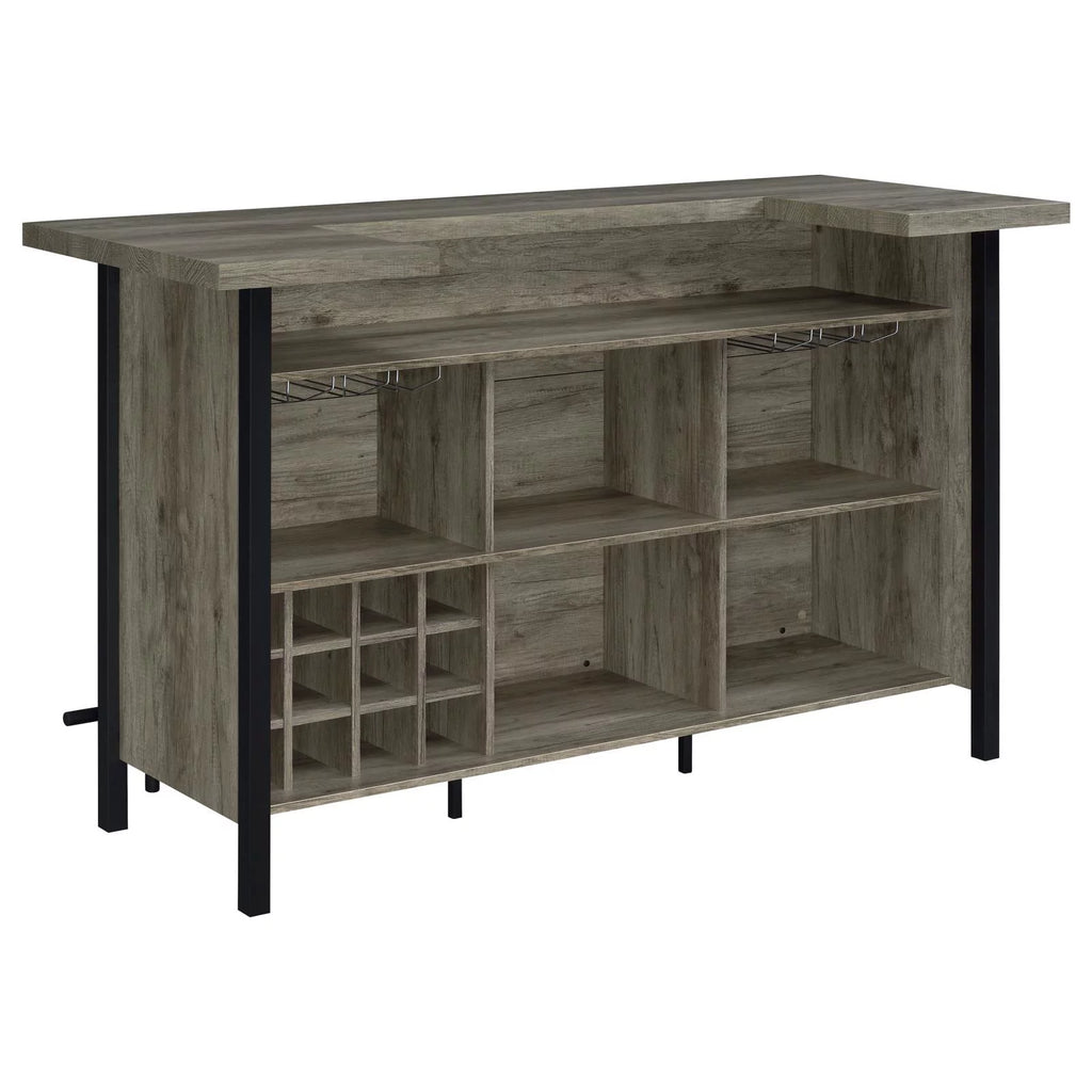 Bar Unit with Footrest Grey Driftwood and Black G856