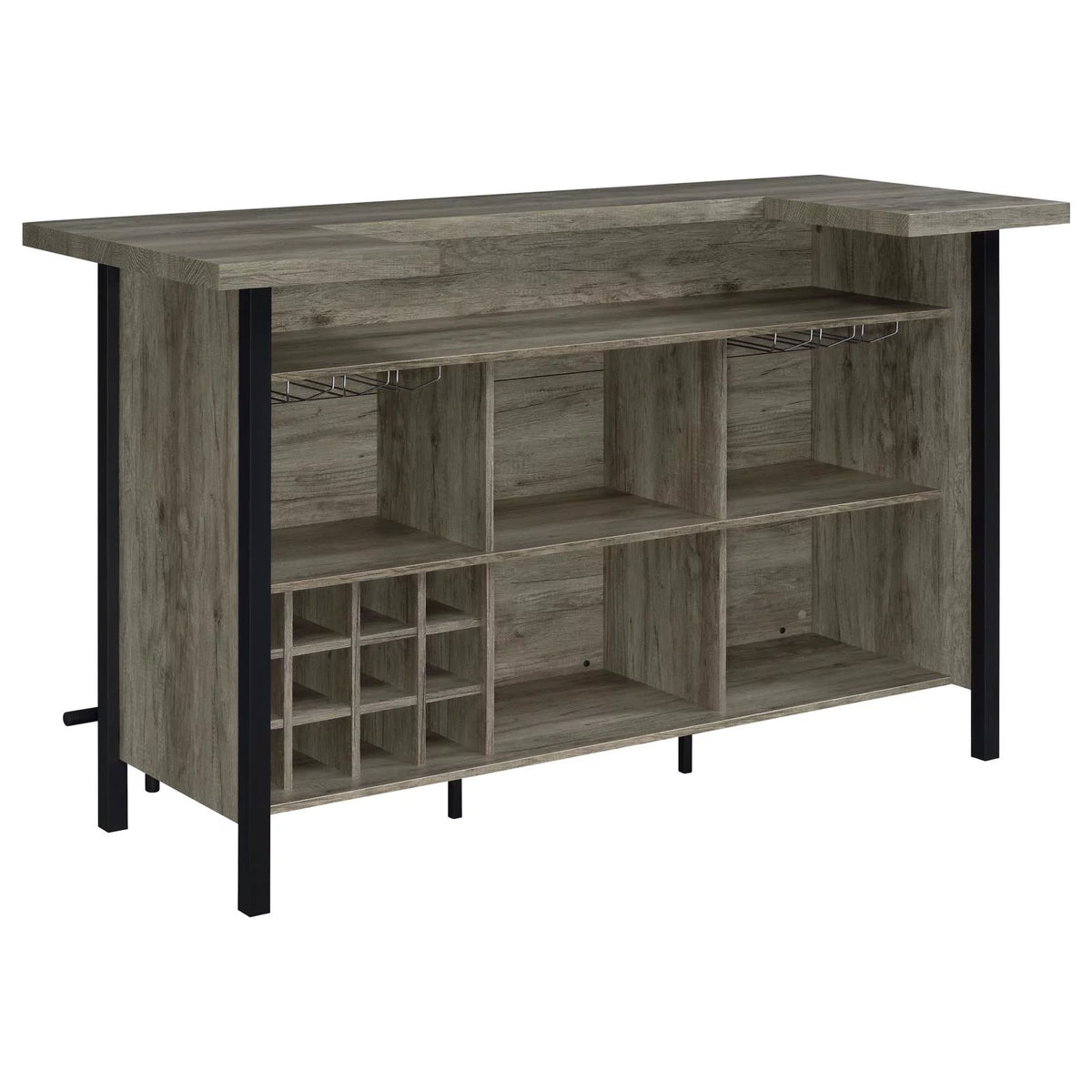 Bar Unit with Footrest Grey Driftwood and Black G856