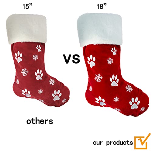 2pcs Large Christmas Stockings Dog Paw Print Snowflake Pattern D1582