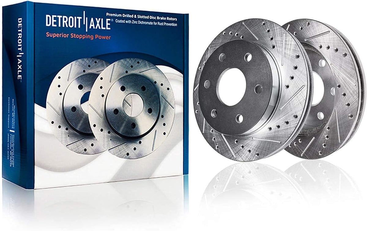 Drilled Slotted Disc Brake Rotors with Brake Pads 6pc Set B540878