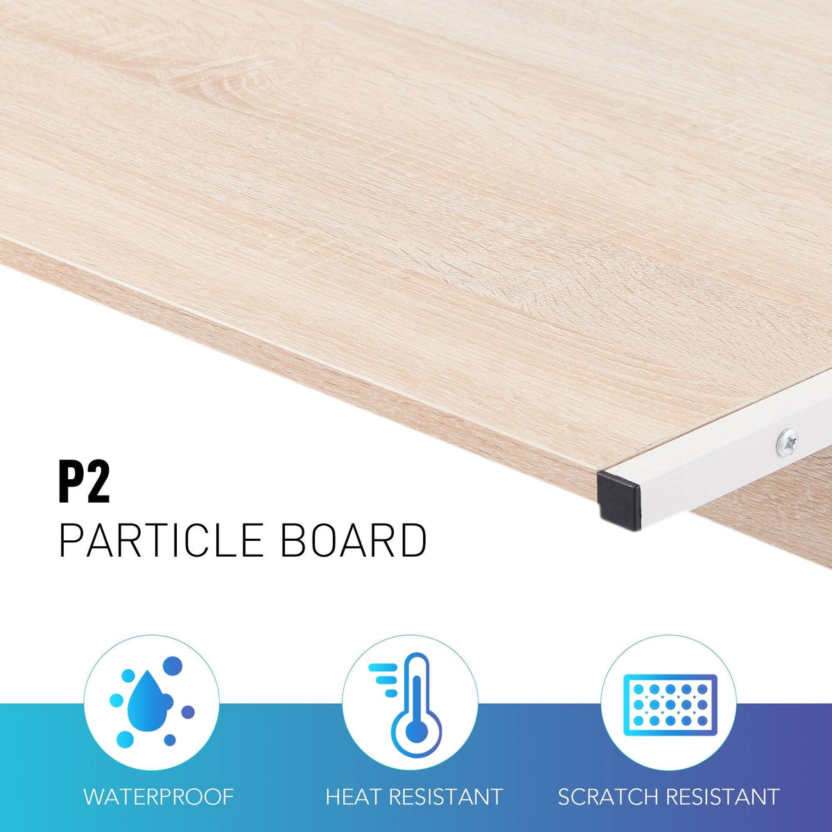 Oak L Shape Computer Desk with Cable Management A86844