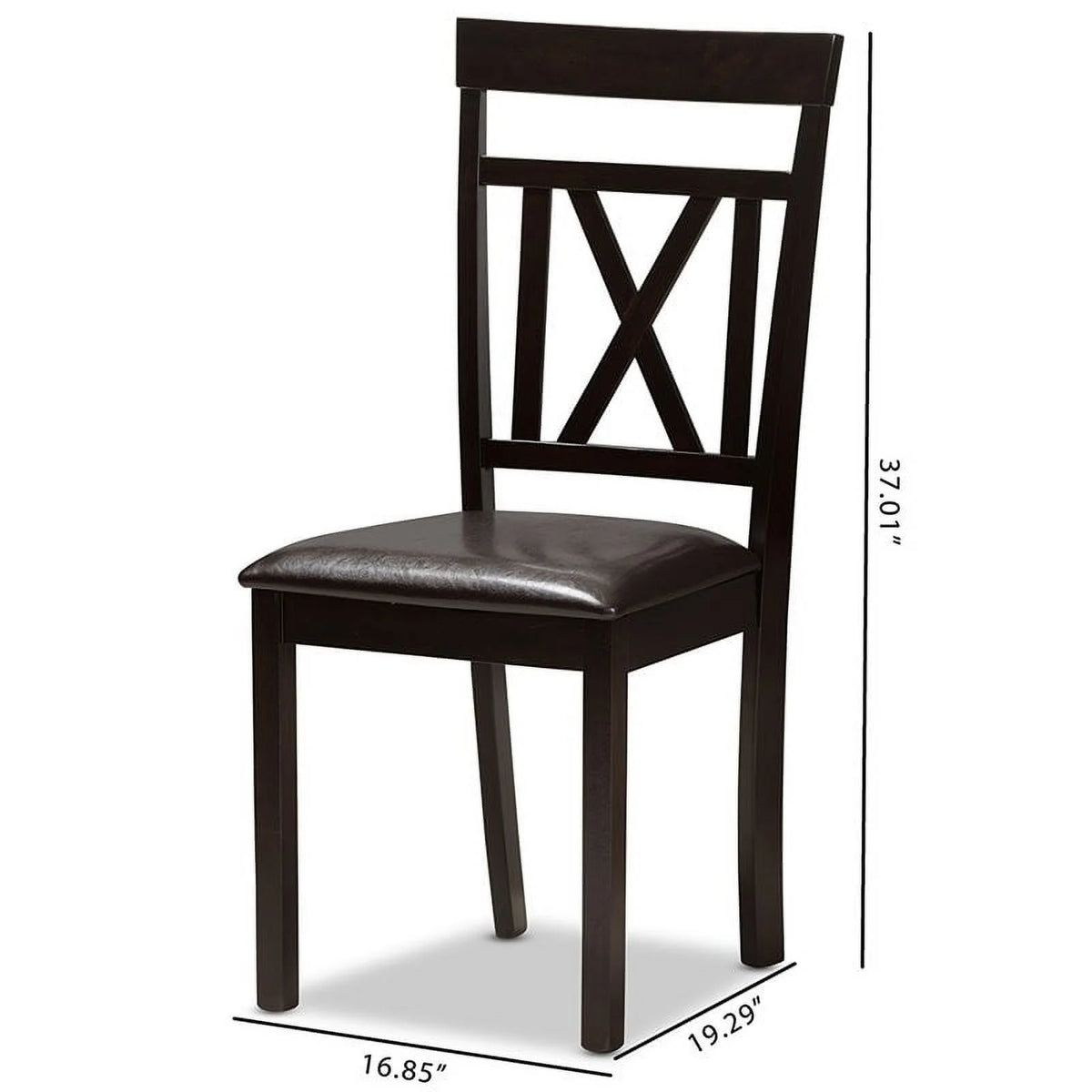 Dark Brown Faux Leather Dining Side Chair Set of 2 X6780