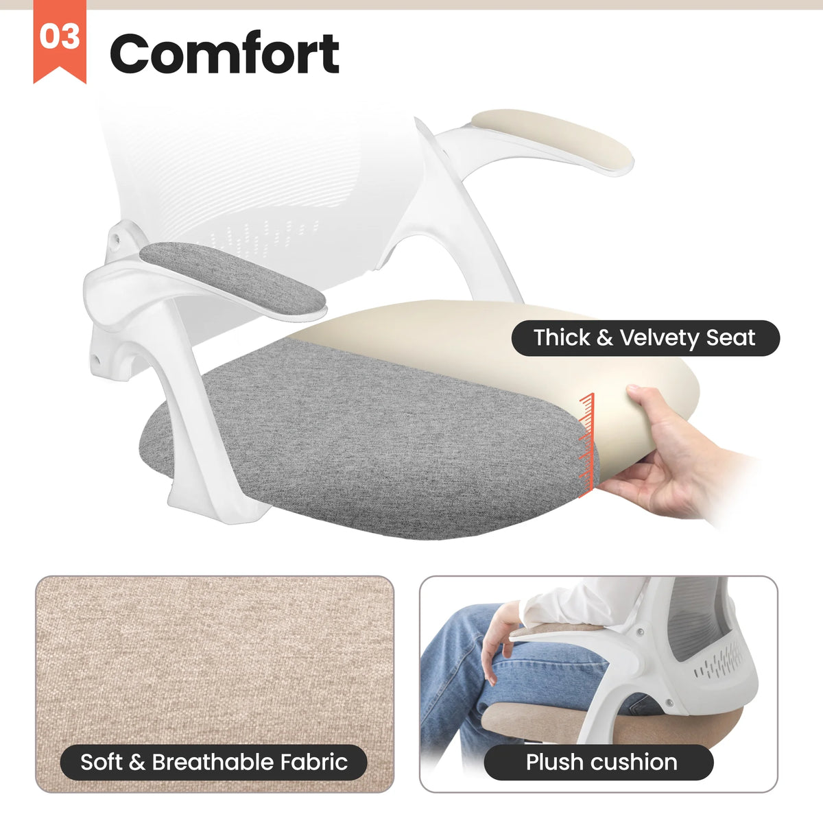 Beige Adjustable Ergonomic Office Chair Z82636