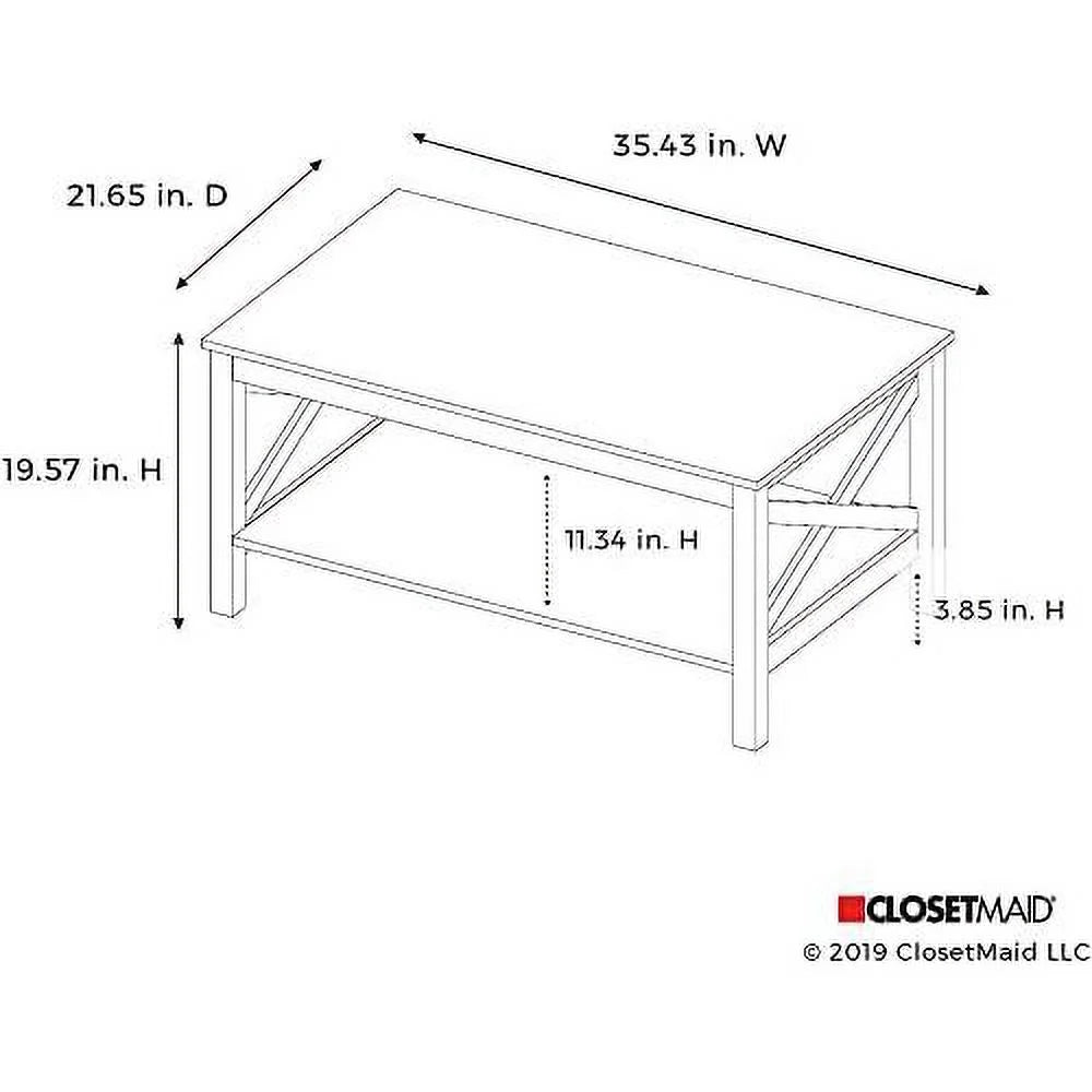 White Wood Coffee Table with Shelf B8864