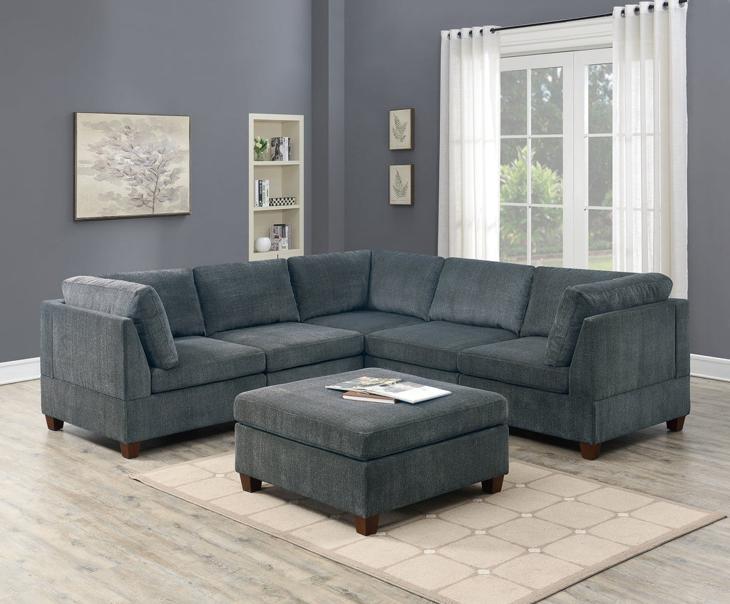 Grey Chenille Modular Sectional 6pc Set N27988
