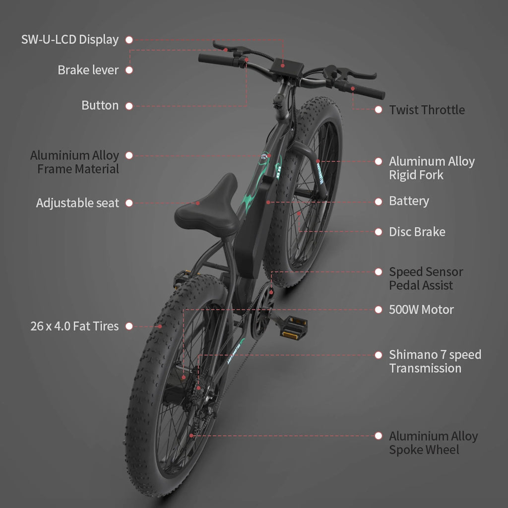 750W Electric Bike Fat Tire with Removable Lithium Battery A11164