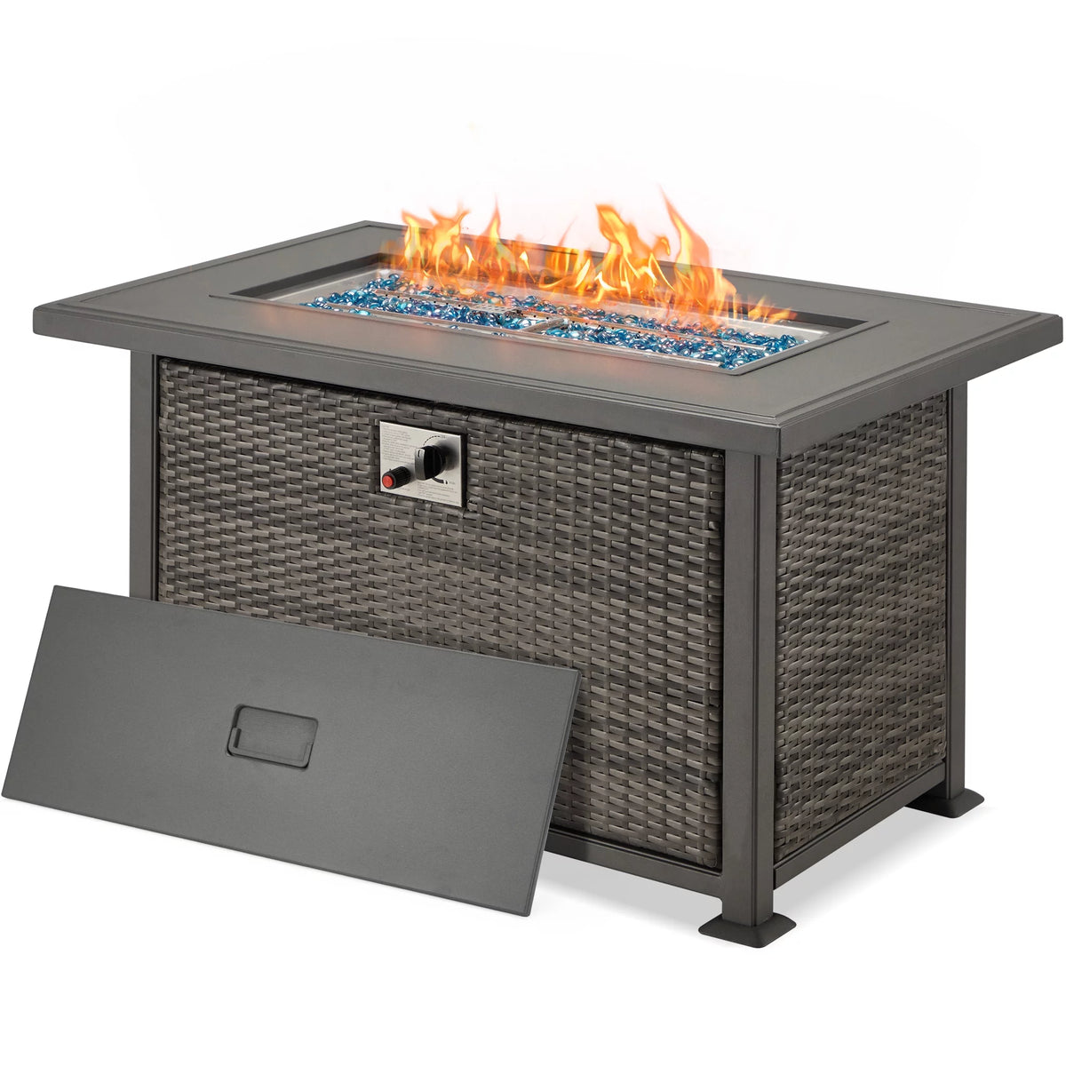 44" Propane Fire Pit Table with 2 Hidden Side Hooks, Dark Gray G1250