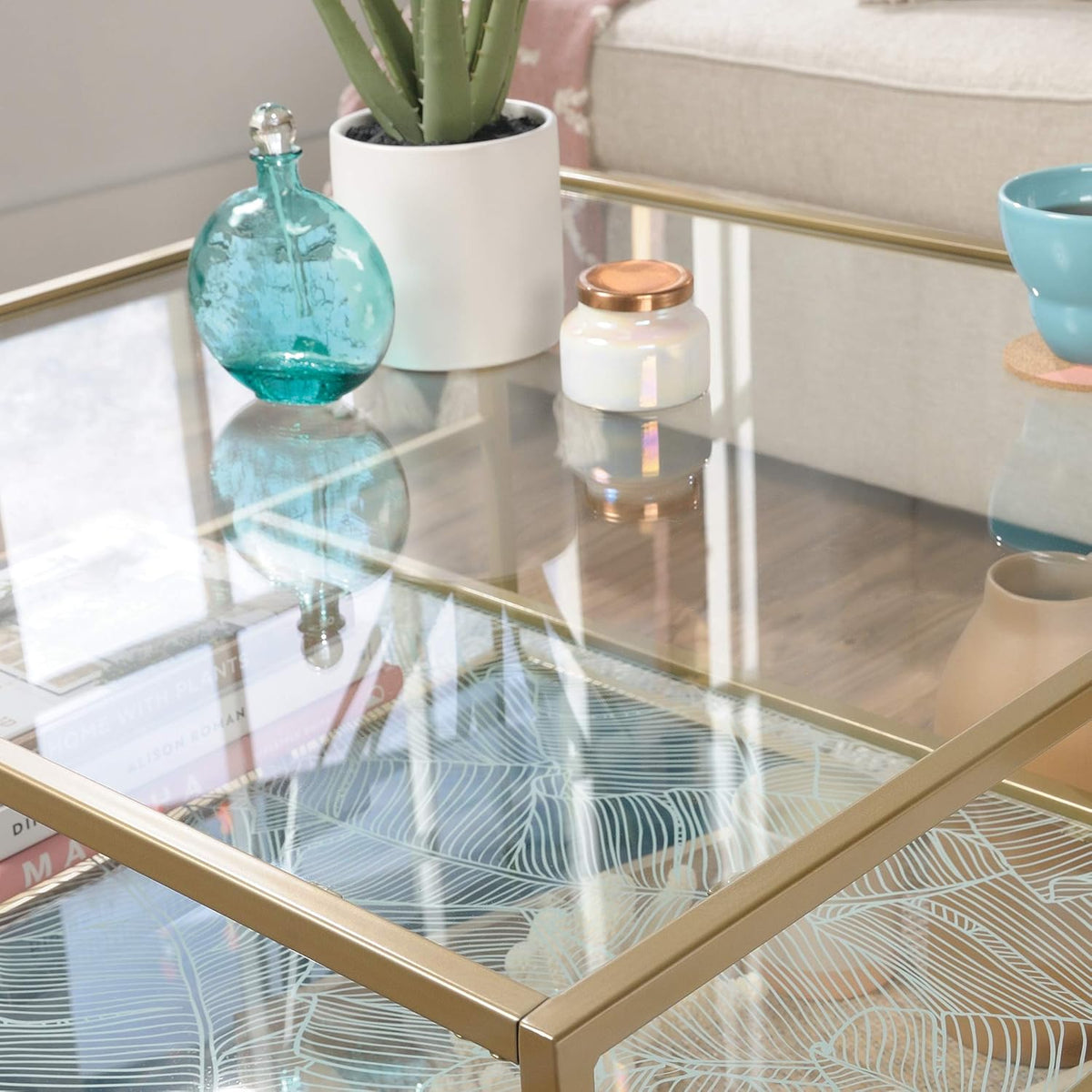 Coffee Table, Satin Gold Finish N36034