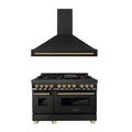 48 In. Dual Fuel Range and Range Hood in Black Stainless Steel S4423