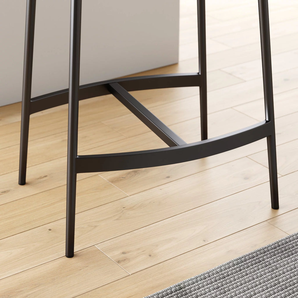 Brown Backless Upholstered Bar Stool with Metal Base U95866