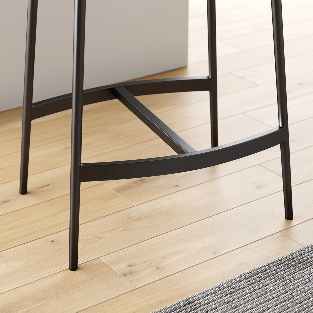 Brown Backless Upholstered Bar Stool with Metal Base U95866