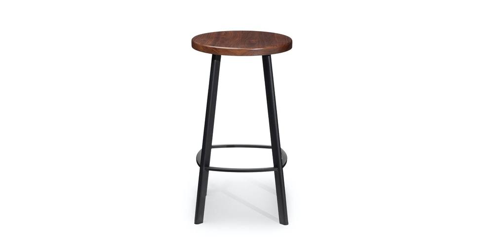 Walnut Counter Stool with Black Metal Base J14298
